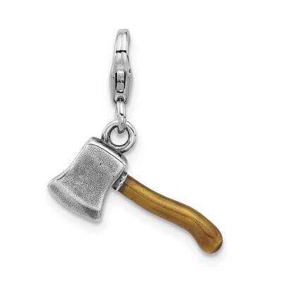 Amore La Vita Rhod-Plated Antiqued Enamel 3-D Ax Charm Sterling Silver QCC1295, MPN: QCC1295,
