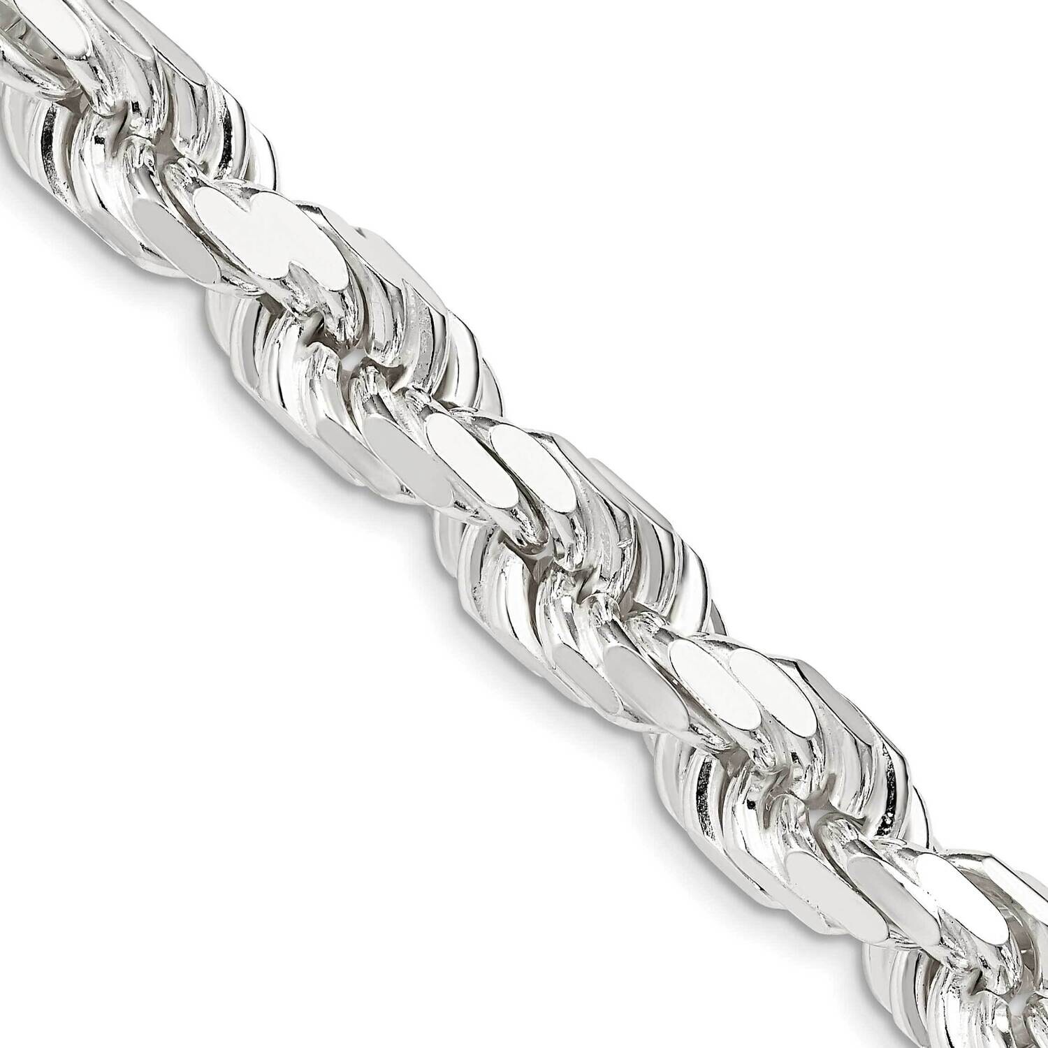 9.5mm Diamond-Cut Rope Chain 22 Inch Sterling Silver QDC200-22, MPN: QDC200-22,