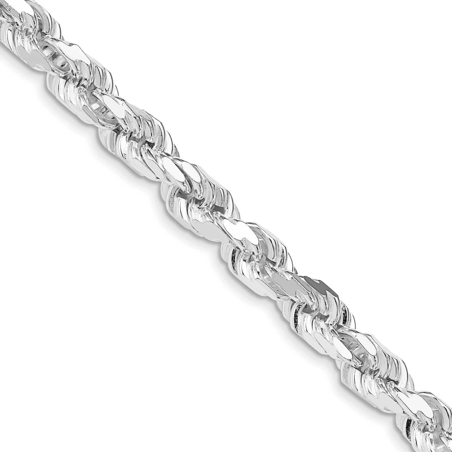 7mm Diamond-Cut Rope Chain 26 Inch Sterling Silver Rhodium-Plated QDC140R-26