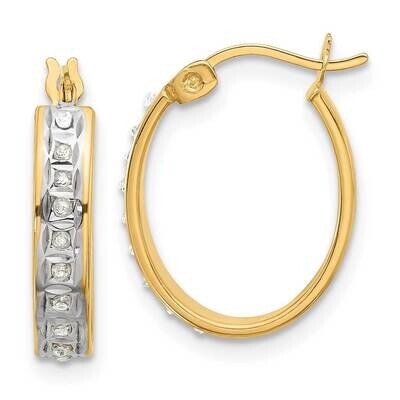 18K Gold-Plated Diamond Mystique Oval Hoop Earrings Sterling Silver QDF201, MPN: QDF201,