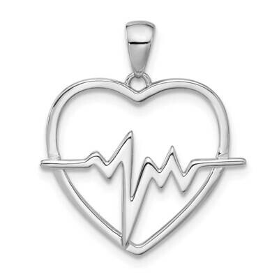 Heartbeat Heart Pendant Sterling Silver Rhodium-Plated QC11274, MPN: QC11274,