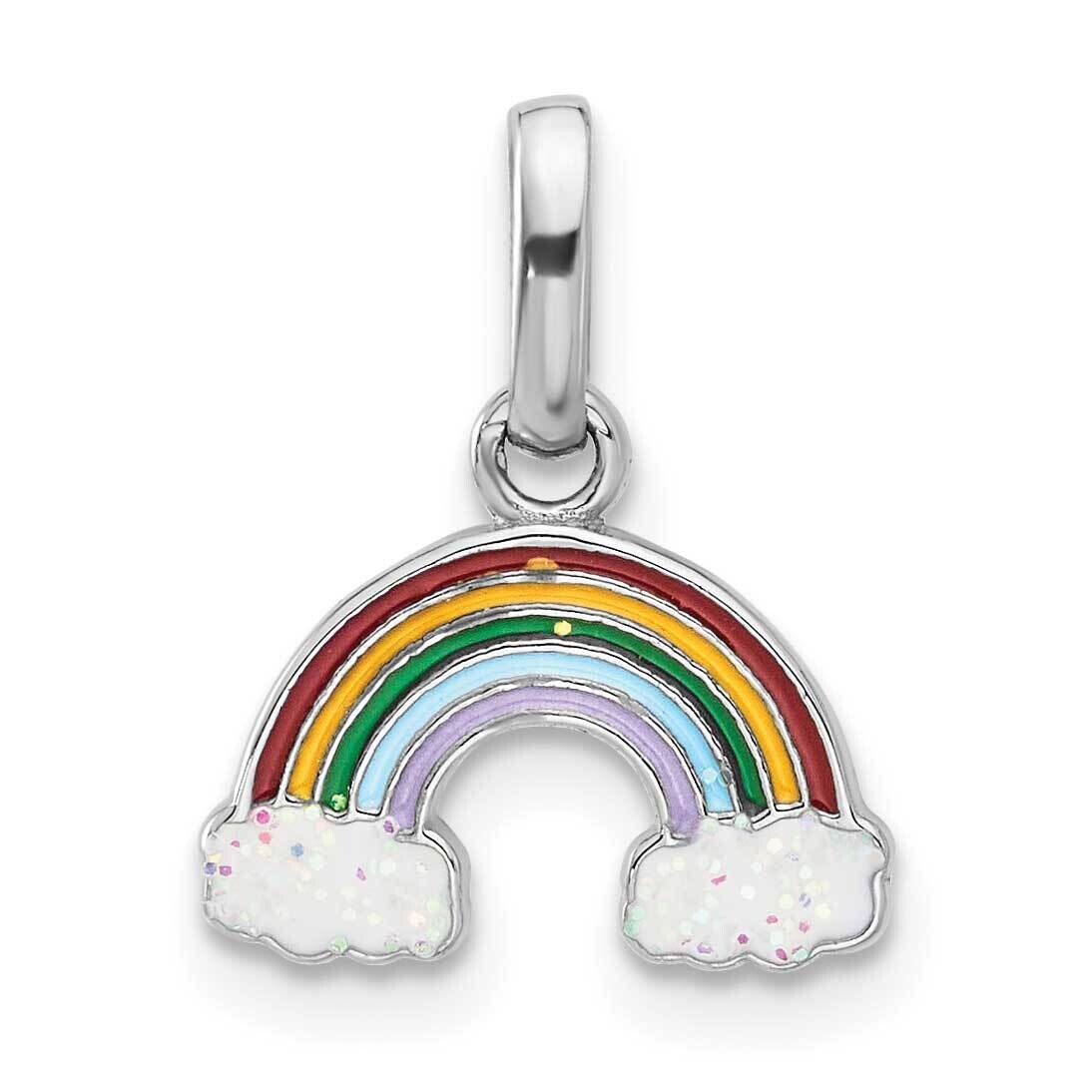 Enameled Glitter Rainbow Pendant Sterling Silver Rhodium-Plated QC11316, MPN: QC11316,