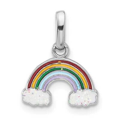 Enameled Glitter Rainbow Pendant Sterling Silver Rhodium-Plated QC11316, MPN: QC11316,