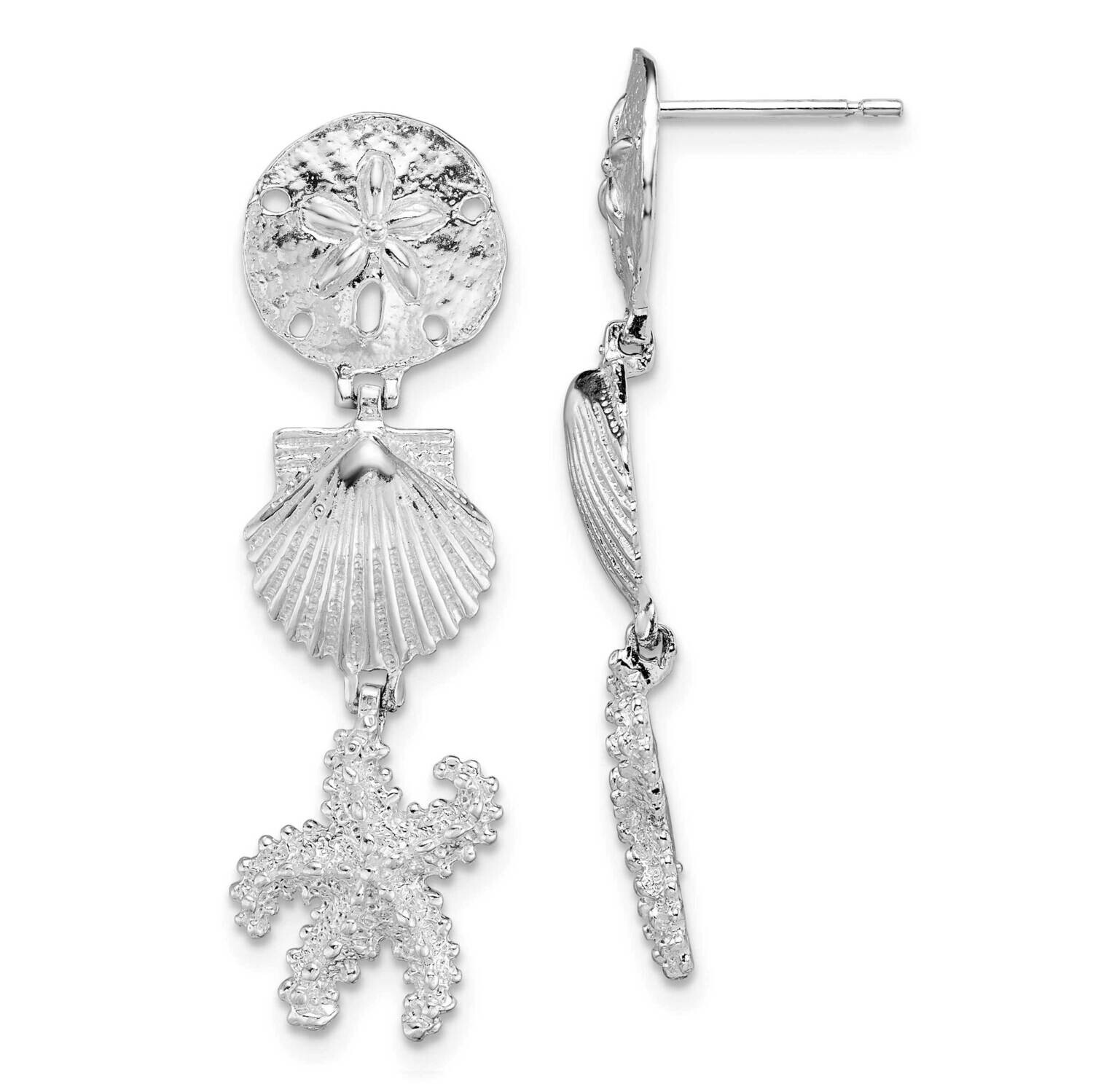 Sea Life Dangle Post Earrings Sterling Silver Polished QE15476, MPN: QE15476, 637218156443