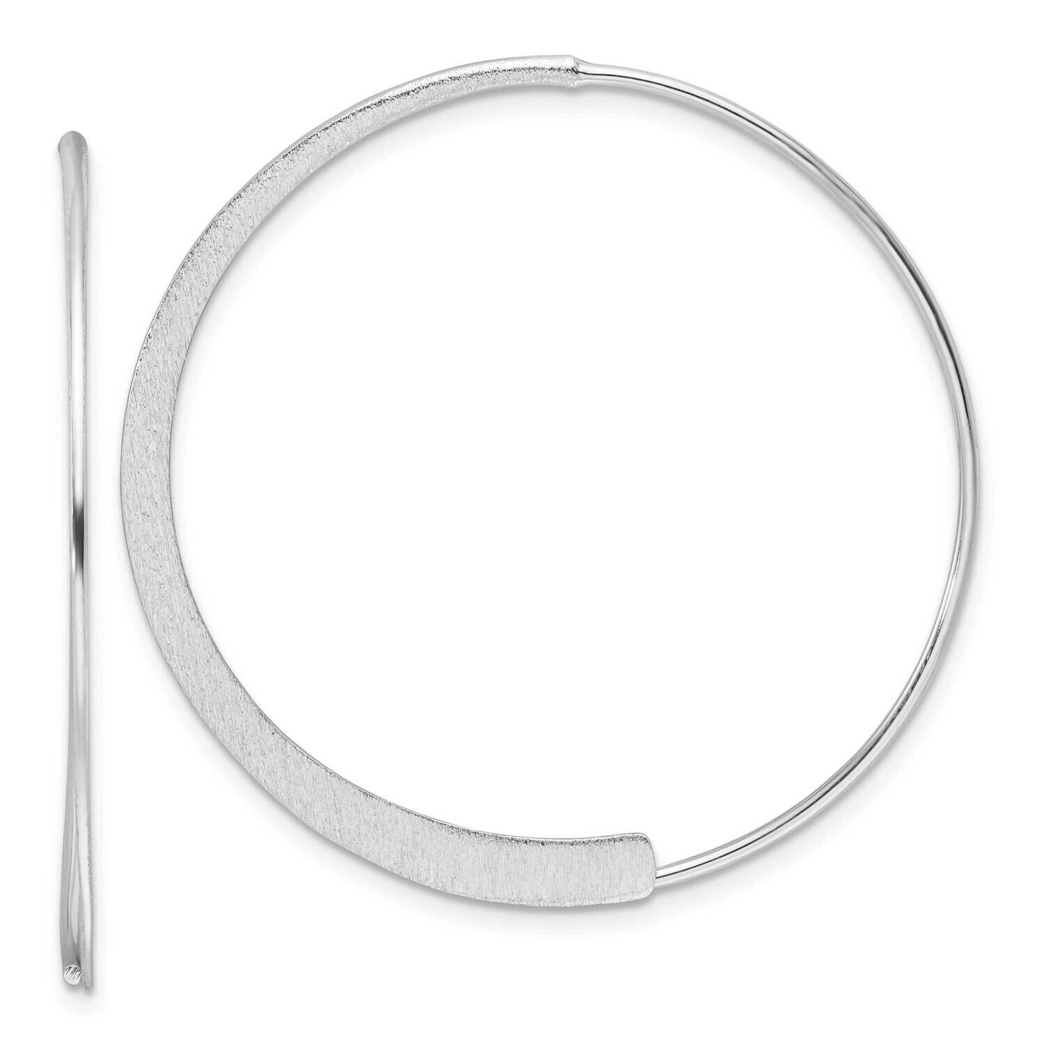 Brushed/Textured Threader Hoop Earrings Sterling Silver Rhodium-Plated QE17054, MPN: QE17054,