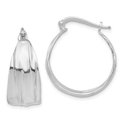Rh-Plated Textured Tapered Small Round Hoop Earrings Sterling Silver QE16895, MPN: QE16895,