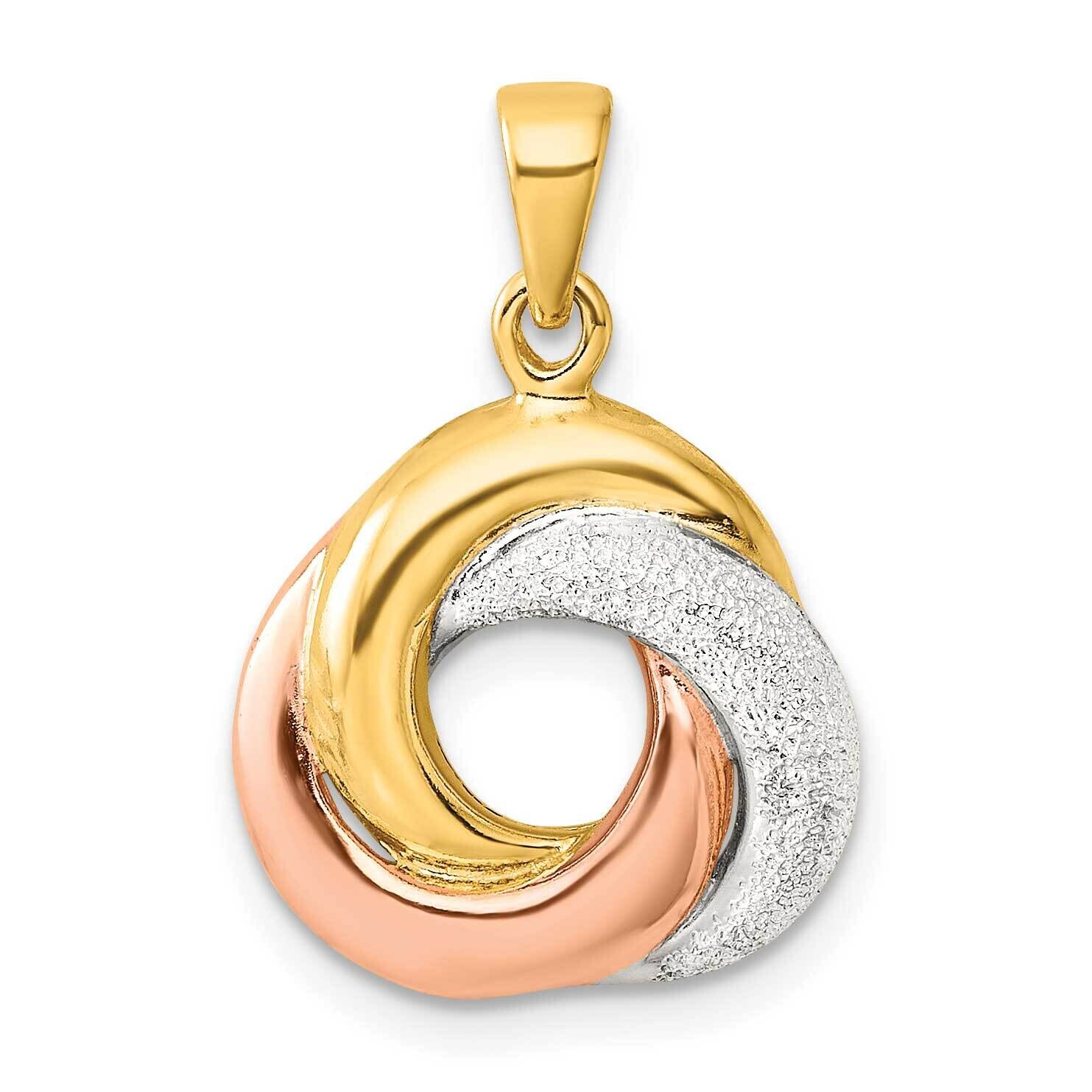 Rose Gold-Tone Laser Texture Knot Pendant Sterling Silver QC11293, MPN: QC11293,