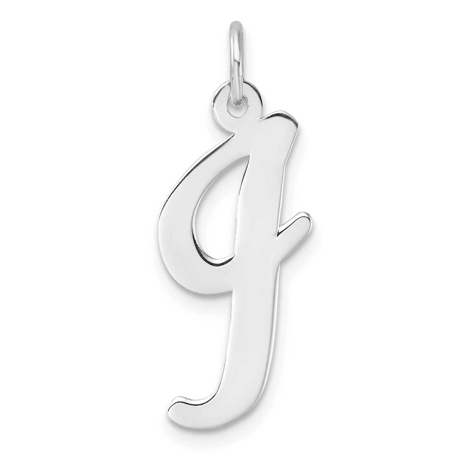 Large Script Letter I Initial Charm Sterling Silver Rhodium-Plated QC11253I