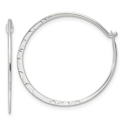 Hammered Medium Round Hoop Earrings Sterling Silver Polished QE16847, MPN: QE16847,