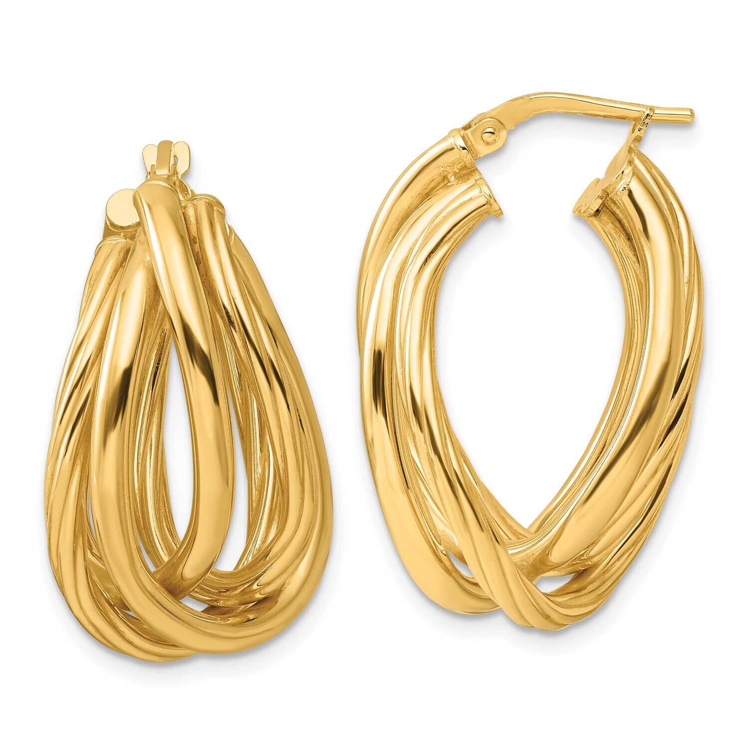 Gold-Tone Polished Twisted Fancy Oval Hoop Earrings Sterling Silver QE16908GP, MPN: QE16908GP,