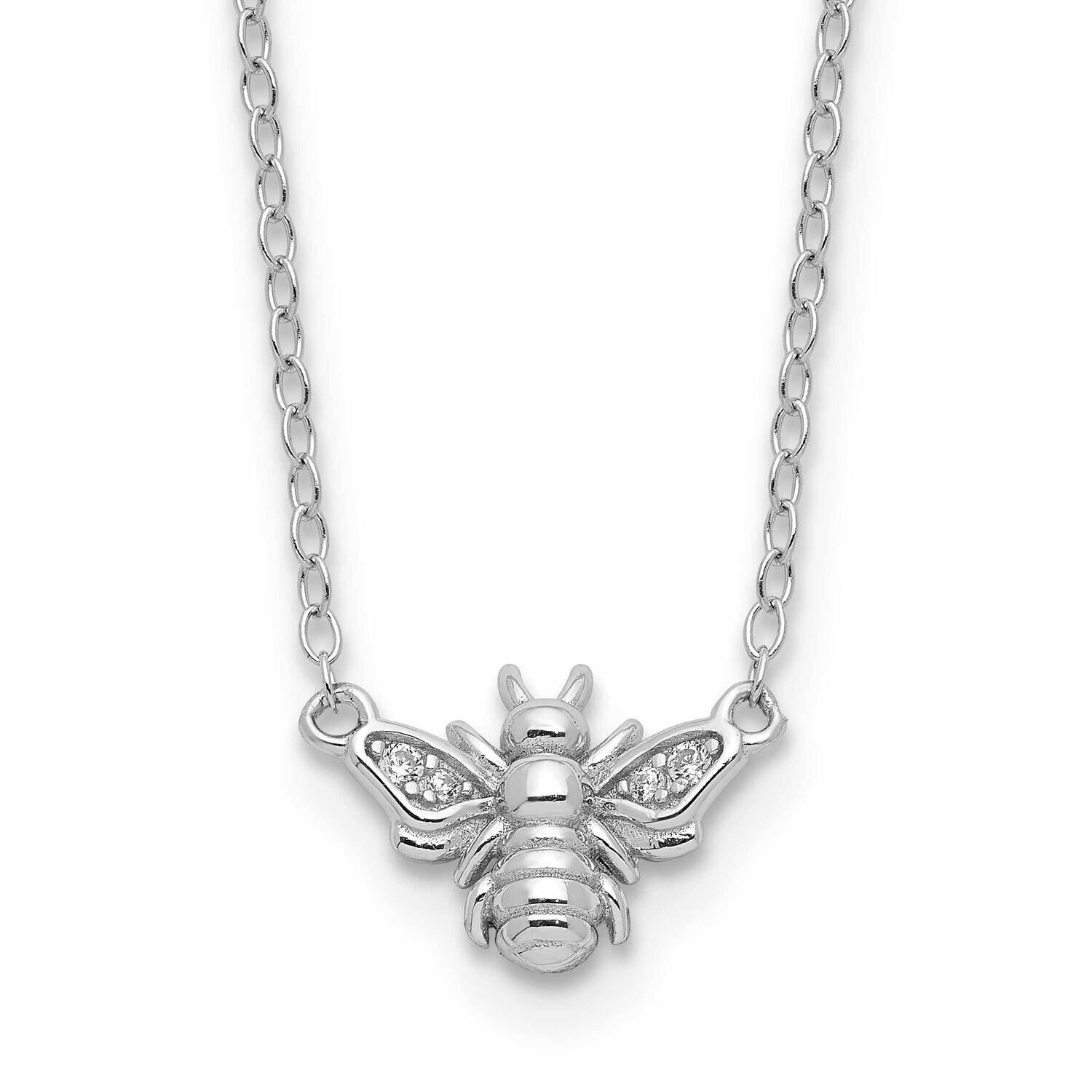 Cheryl M Brilliant-Cut CZ Bee 18 Inch Necklace Sterling Silver Rhodium-Plated QCM1648-18, MPN: QCM1…