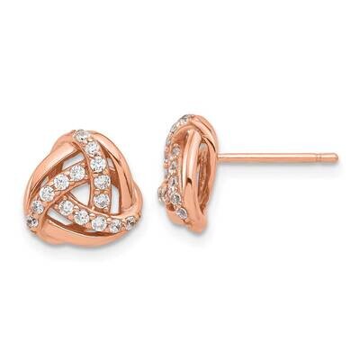 Rose-Tone CZ Knot Post Earrings Sterling Silver QE16733, MPN: QE16733,