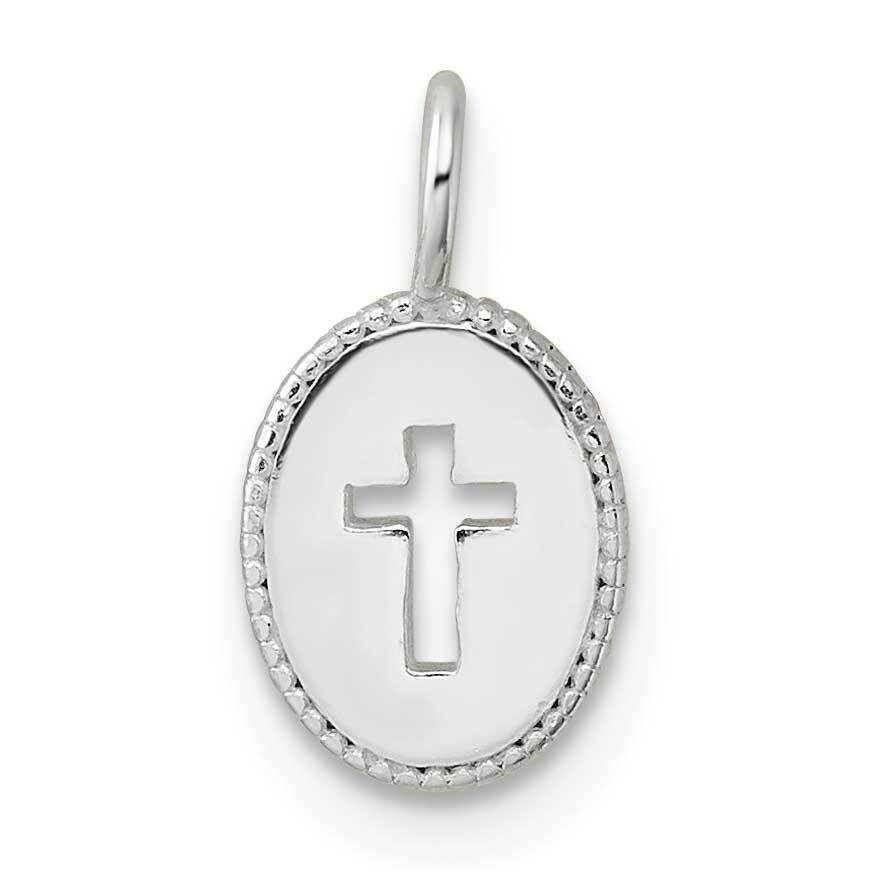 E-Coating Small Oval Cut-Out Cross Charm Sterling Silver QC11389 by Men&#39;s Jewelry and Accessories, …