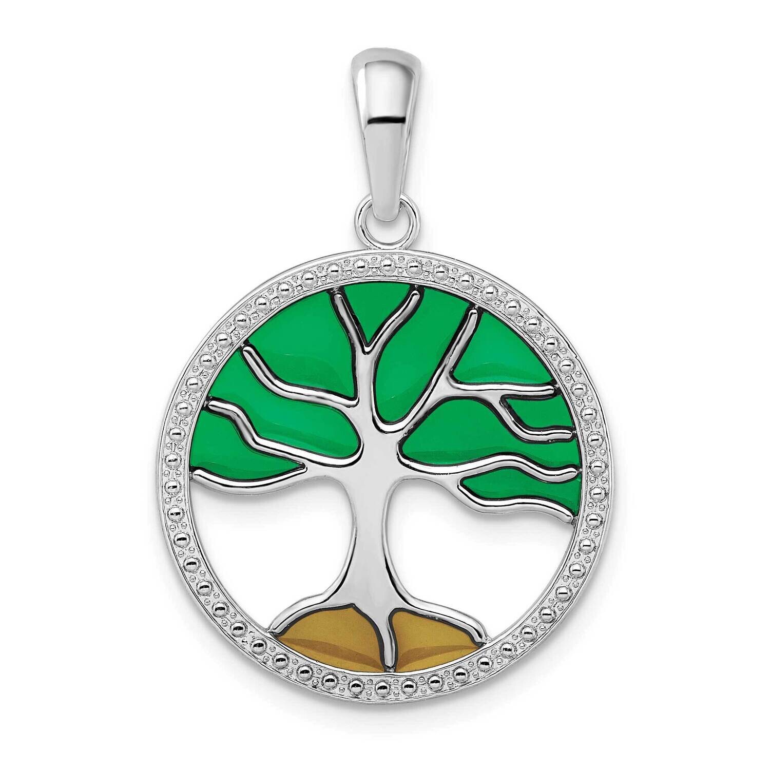 Enameled Tree Of Life Pendant Sterling Silver Polished QC9789, MPN: QC9789, 637218146918