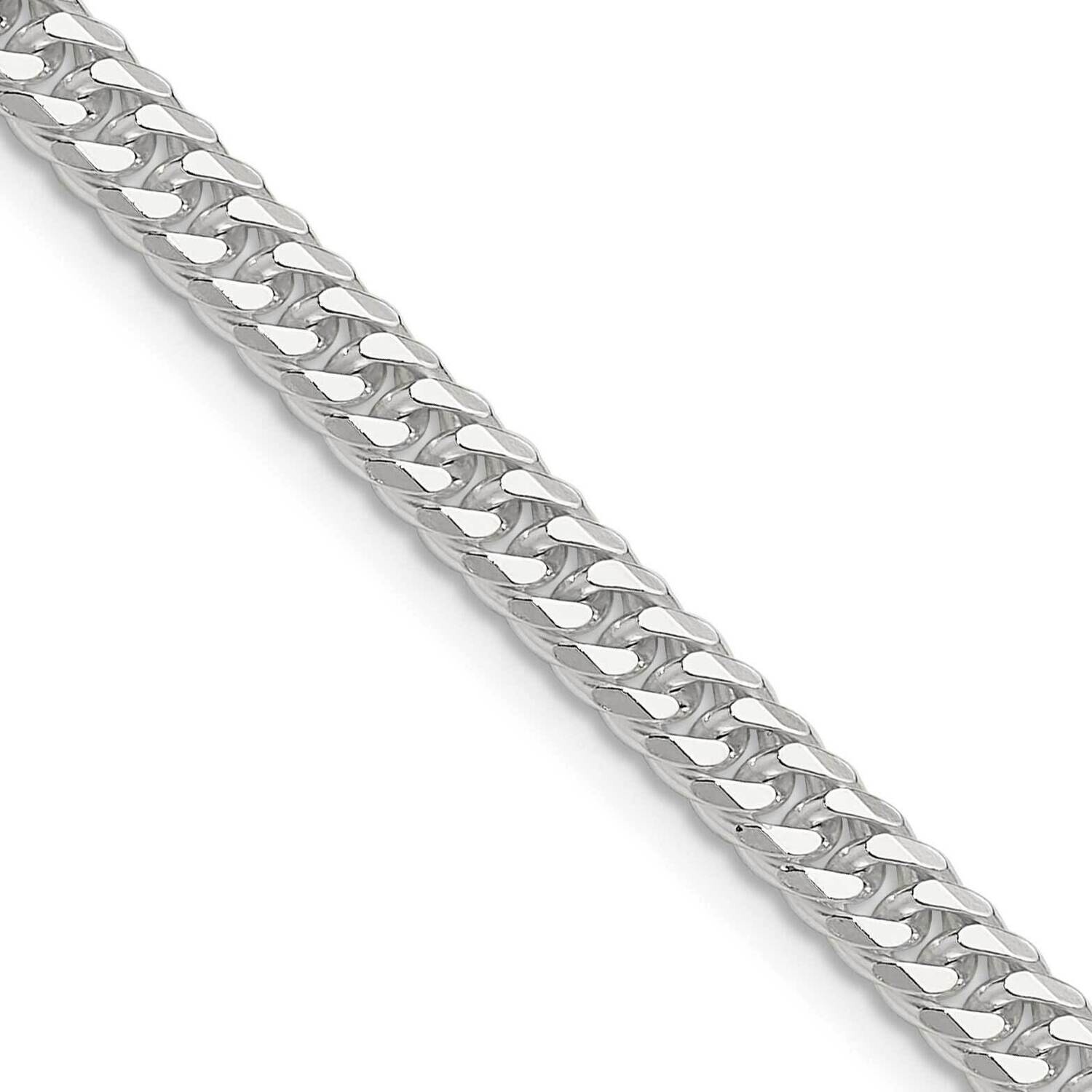 4.8mm Double Diamond-Cut Curb Chain 24 Inch Sterling Silver Polished QDD100-24, MPN: QDD100-24,