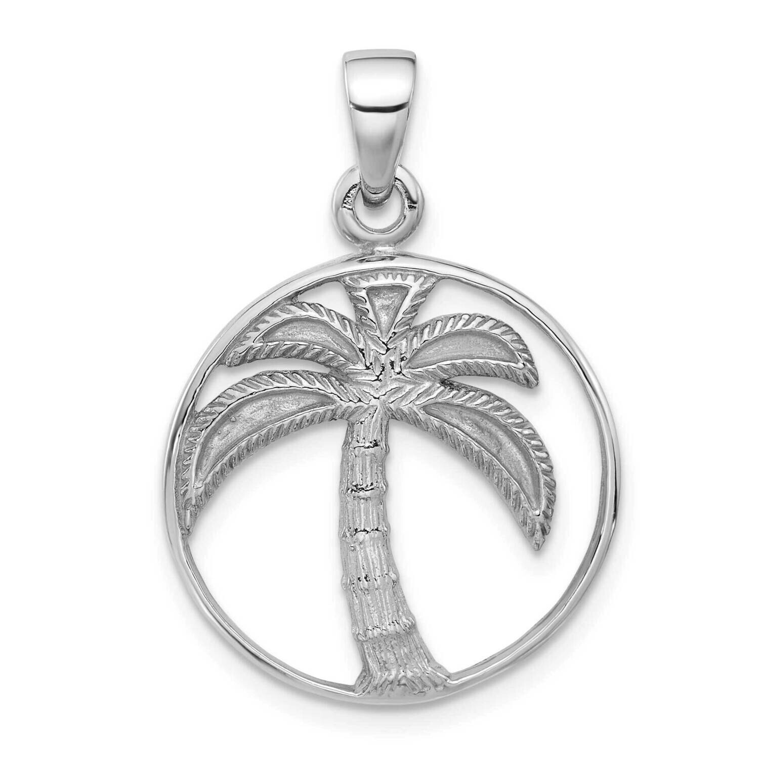 Textured Polished Palm Tree Pendant Sterling Silver Rhodium-Plated QC11357 by Men&#39;s Jewelry and Acc…