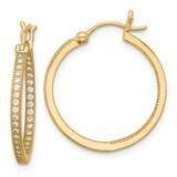 Gold-Tone Micro Pave CZ In/Out Hoop Earrings Sterling Silver QE13745GP, MPN: QE13745GP,