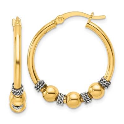 Gold-Tone Polished Antiqued Beaded Hoop Earrings Sterling Silver QE16849, MPN: QE16849,