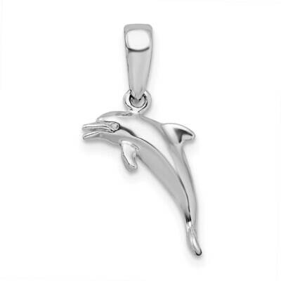 3D Jumping Dolphin Pendant Sterling Silver Polished QC9853, MPN: QC9853, 637218146253