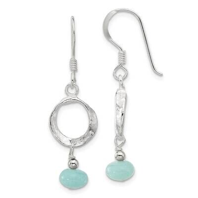 &amp; Textured Circle Amazonite Dangle Earrings Sterling Silver Polished QE17362, MPN: QE17362,