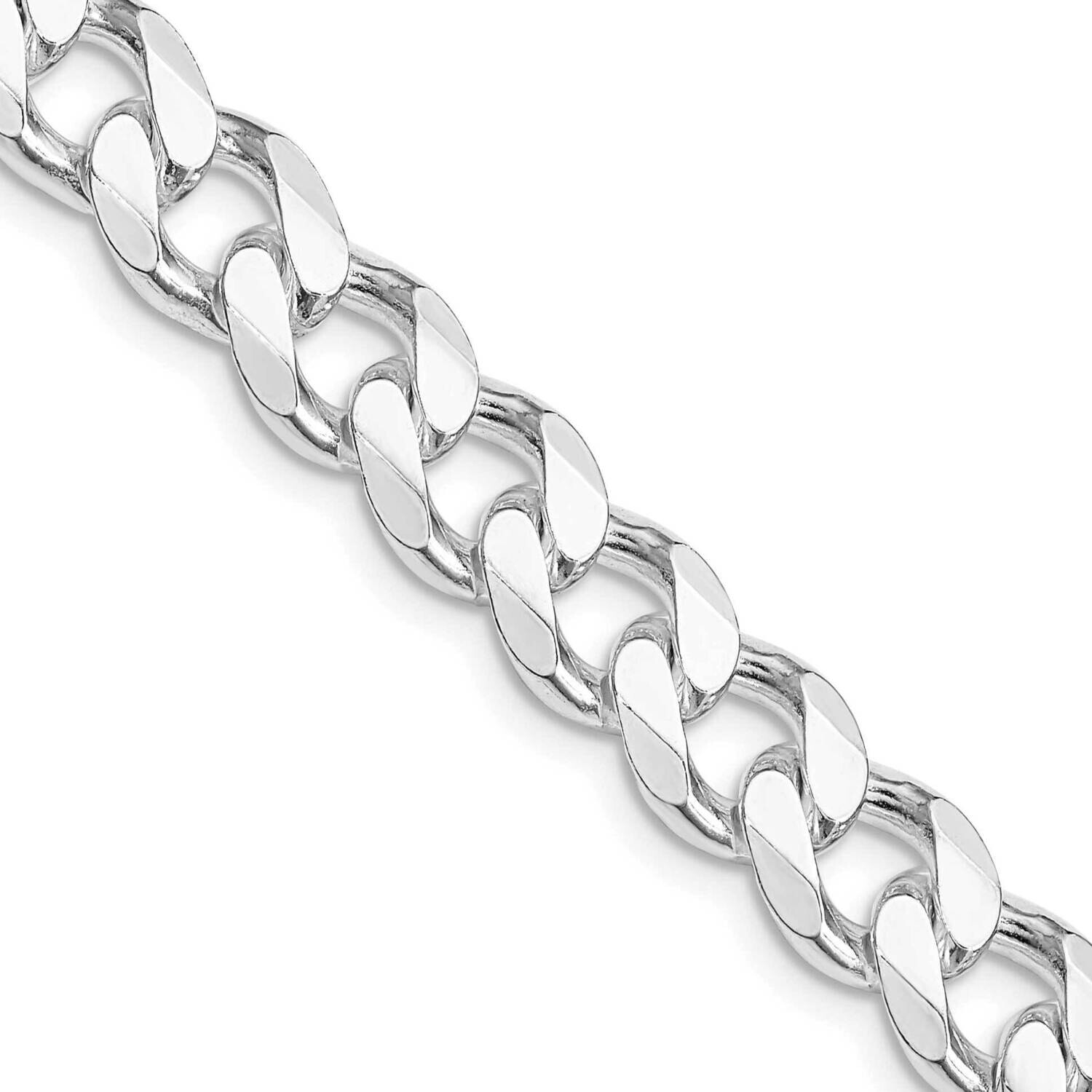 9mm Curb Chain 20 Inch Sterling Silver Rhodium-Plated QCB250R-20, MPN: QCB250R-20,