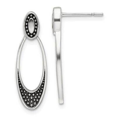 Antiqued Oval Post Earrings Sterling Silver Polished QE17038, MPN: QE17038,