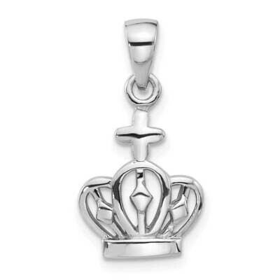 Polished Crown Cross Pendant Sterling Silver Rhodium-Plated QC11376, MPN: QC11376,