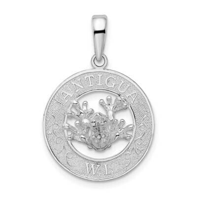 Antigua,W.I. Circle Frog Pendant Sterling Silver Polished QC9949, MPN: QC9949, 637218151585