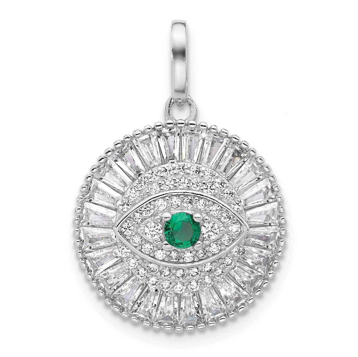 CZ Evil Eye Pendant Sterling Silver Rhodium-Plated QC11482, MPN: QC11482,