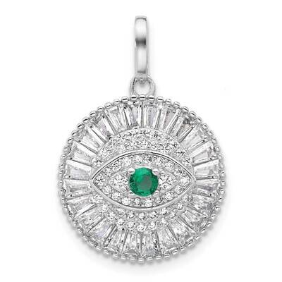CZ Evil Eye Pendant Sterling Silver Rhodium-Plated QC11482, MPN: QC11482,
