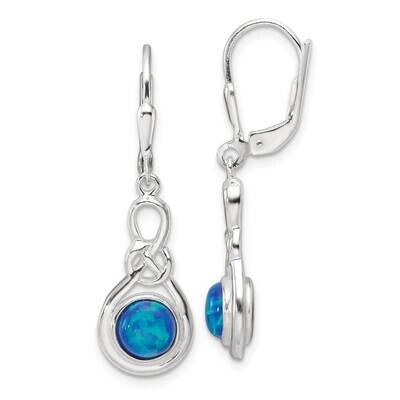 Blue Opal Knot Leverback Dangle Earrings Sterling Silver Polished QE17451, MPN: QE17451,