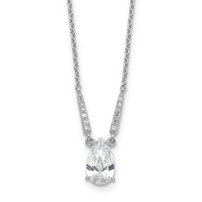 Cheryl M Brilliant-Cut CZ Pear Shaped 18 Inch Necklace Sterling Silver Rhodium-Plated QCM1650-18, M…