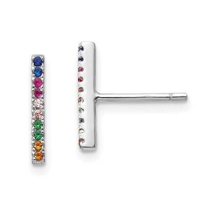 Prizma Colorful CZ Bar Post Earrings Sterling Silver Rhodium-Plated QE14452, MPN: QE14452, 19110191…