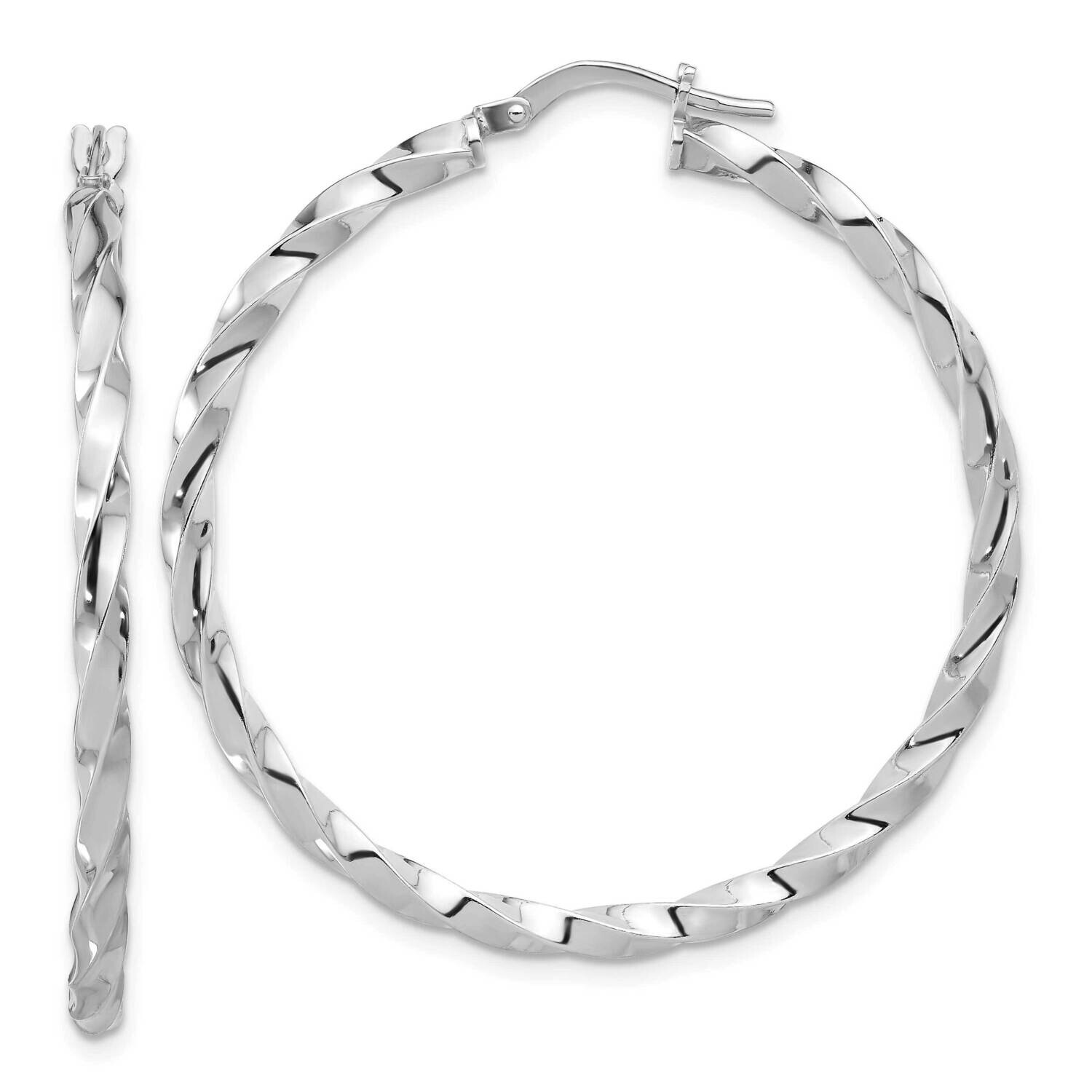 Polished Twisted Hoop Earrings Sterling Silver Rhodium-Plated QE16826, MPN: QE16826,