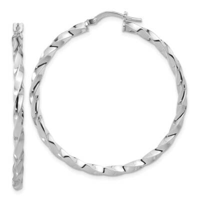 Polished Twisted Hoop Earrings Sterling Silver Rhodium-Plated QE16826, MPN: QE16826,