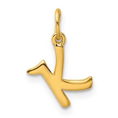 Gold-Tone Polished Letter K Initial Charm Sterling Silver QC6511KGP, MPN: QC6511KGP,