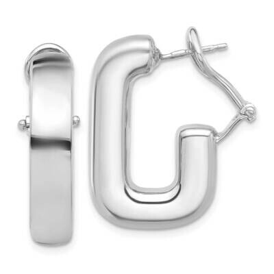 Rh-Plated Polished J-Hoop Omega Back Post Earrings Sterling Silver QE16944, MPN: QE16944,