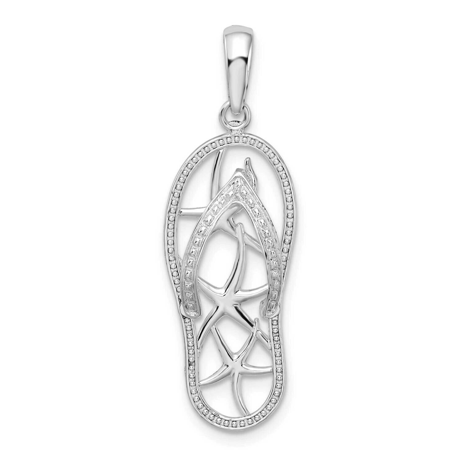 3D Cut-Out Starfish Flip-Flop Pendant Sterling Silver Polished QC9800, MPN: QC9800, 637218145645