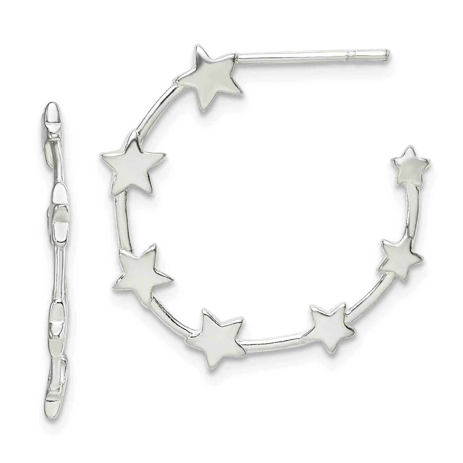 Star Hoop Earrings Sterling Silver QE14499, MPN: QE14499, 191101921483