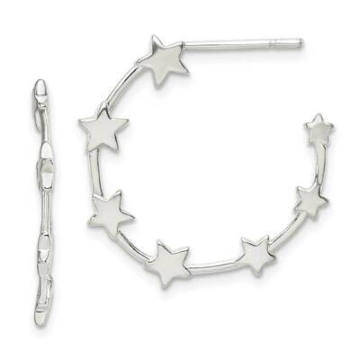 Star Hoop Earrings Sterling Silver QE14499, MPN: QE14499, 191101921483