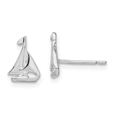 Mini Sailboat Post Earrings Sterling Silver Polished QE15490, MPN: QE15490, 637218167678