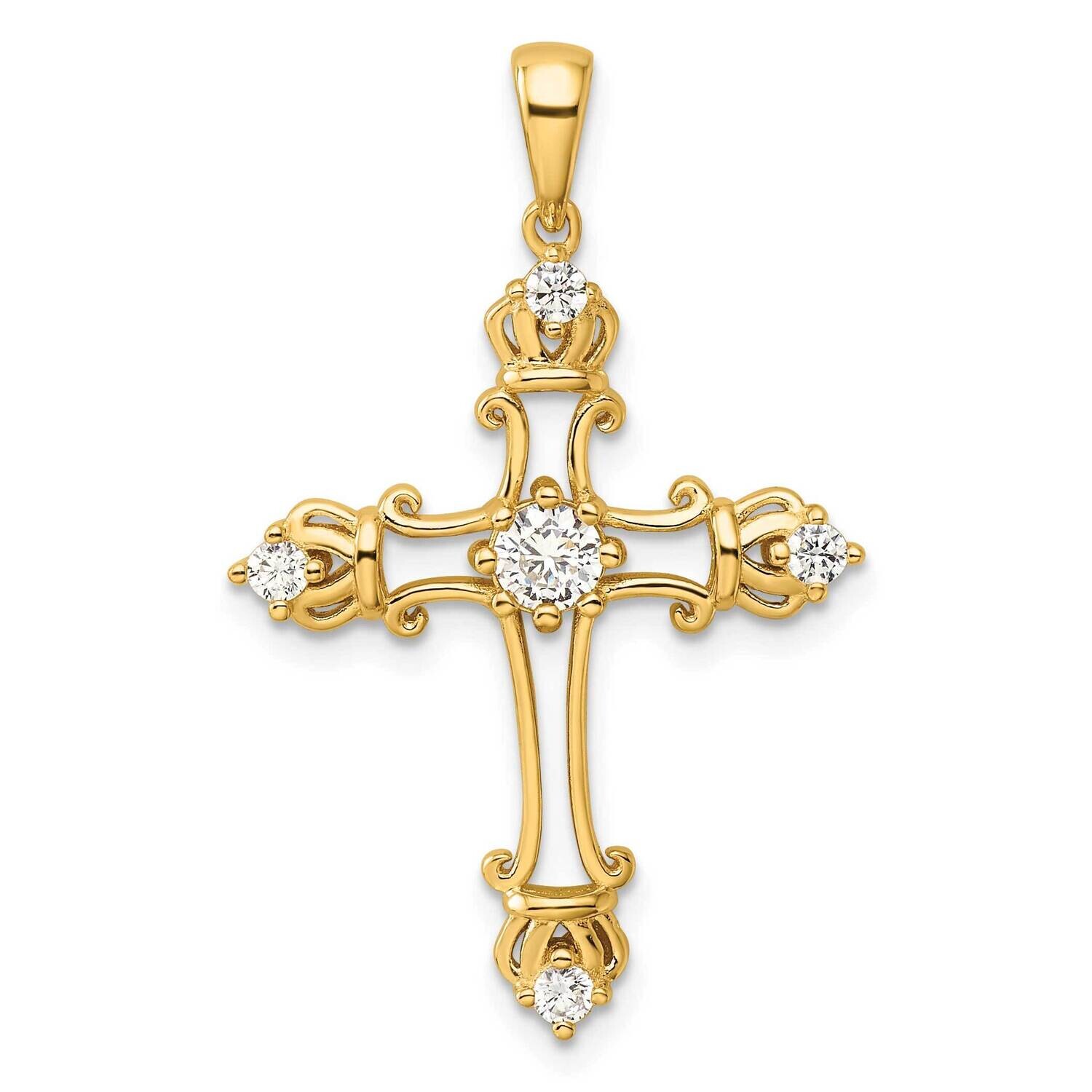 Gold-Plated CZ Cross Pendant Sterling Silver QC11419 by Men&#39;s Jewelry and Accessories, MPN: QC11419,