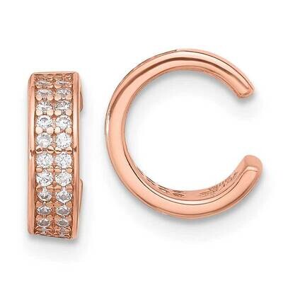 Rose-Tone Polished Two Row CZ Pair Of 2 Cuff Earrings Sterling Silver QE17095RP, MPN: QE17095RP,