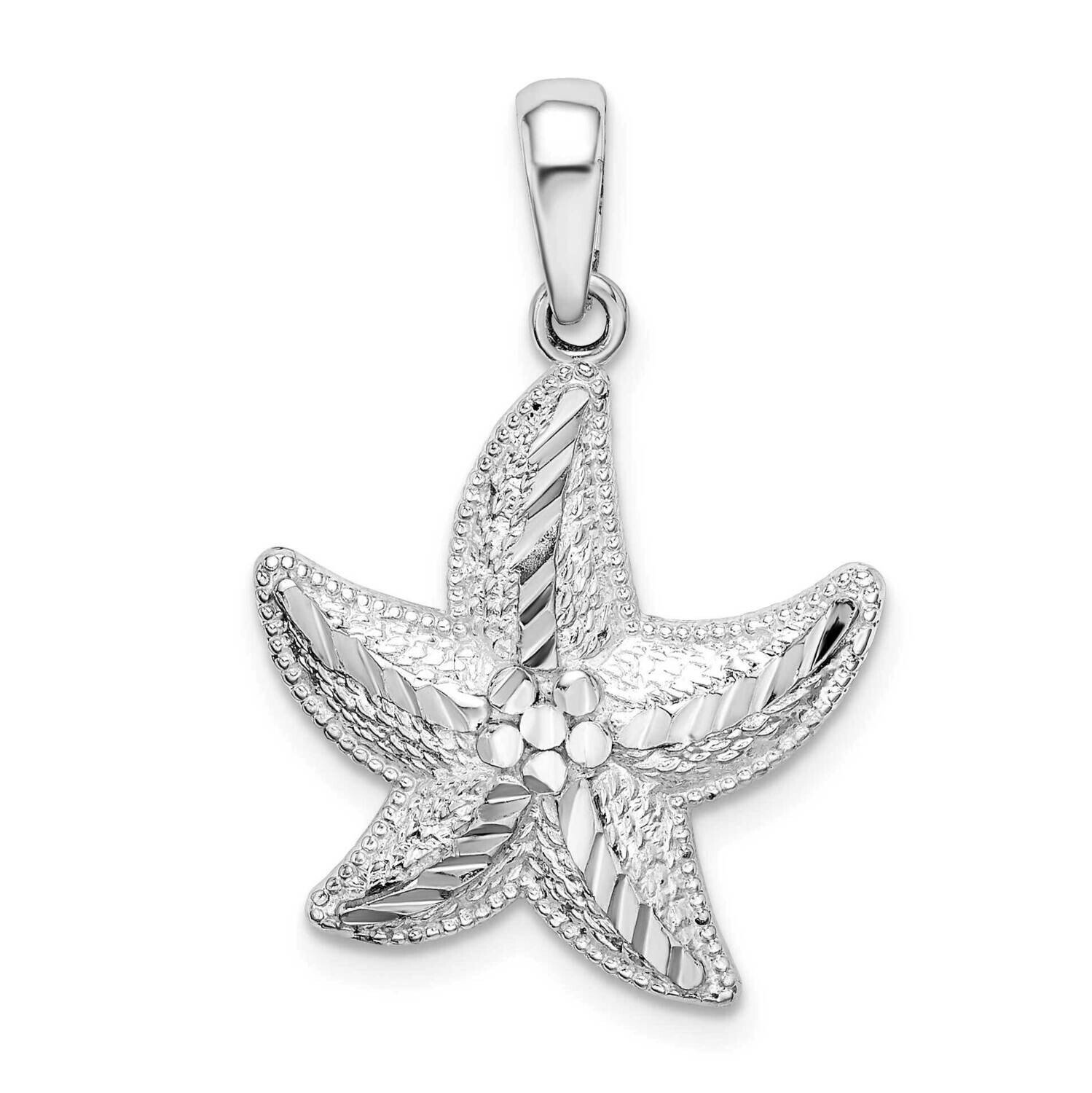 Diamond-Cut Small Starfish Pendant Sterling Silver Polished QC9813
