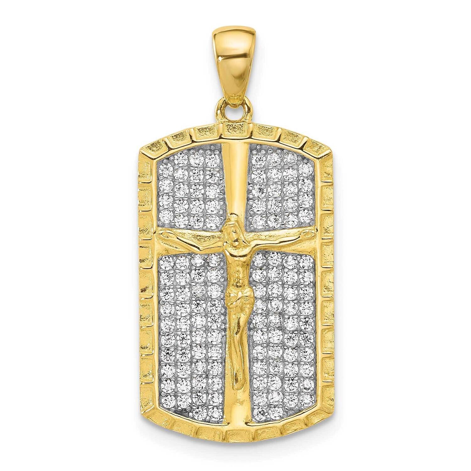 Gold-Tone CZ Cross Crucifix Pendant Sterling Silver Rhodium-Plated QC11456 by Men&#39;s Jewelry and Acc…