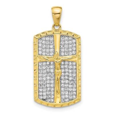 Gold-Tone CZ Cross Crucifix Pendant Sterling Silver Rhodium-Plated QC11456 by Men&#39;s Jewelry and Acc…