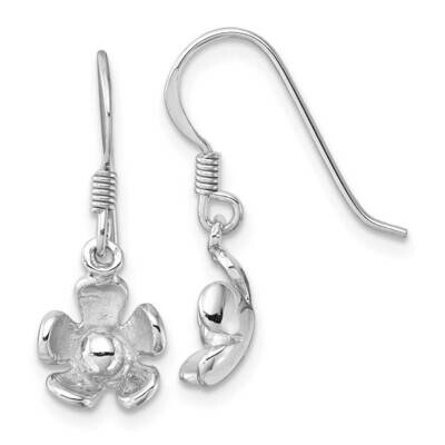 Polished Dangle Flower Earrings Sterling Silver Rhodium-Plated QE17636, MPN: QE17636,