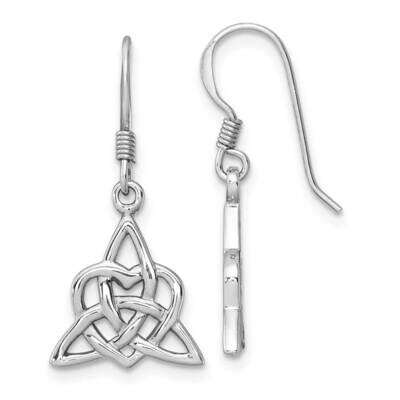 Rh-Plated Polished Triangle Heart Celtic Design Earrings Sterling Silver QE17674, MPN: QE17674,