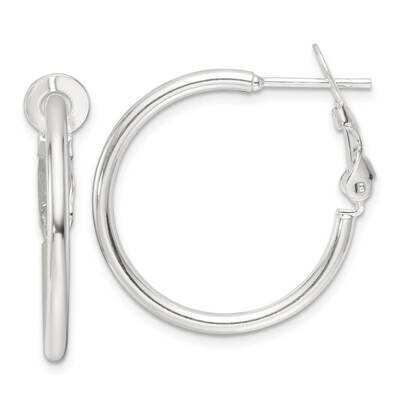 25X2mm Omega Back Round Hoop Earrings Sterling Silver Polished QE16946, MPN: QE16946,