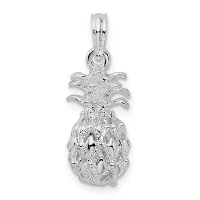 3D Cut-Out Small Pineapple Pendant Sterling Silver Polished QC9941, MPN: QC9941, 637218149254